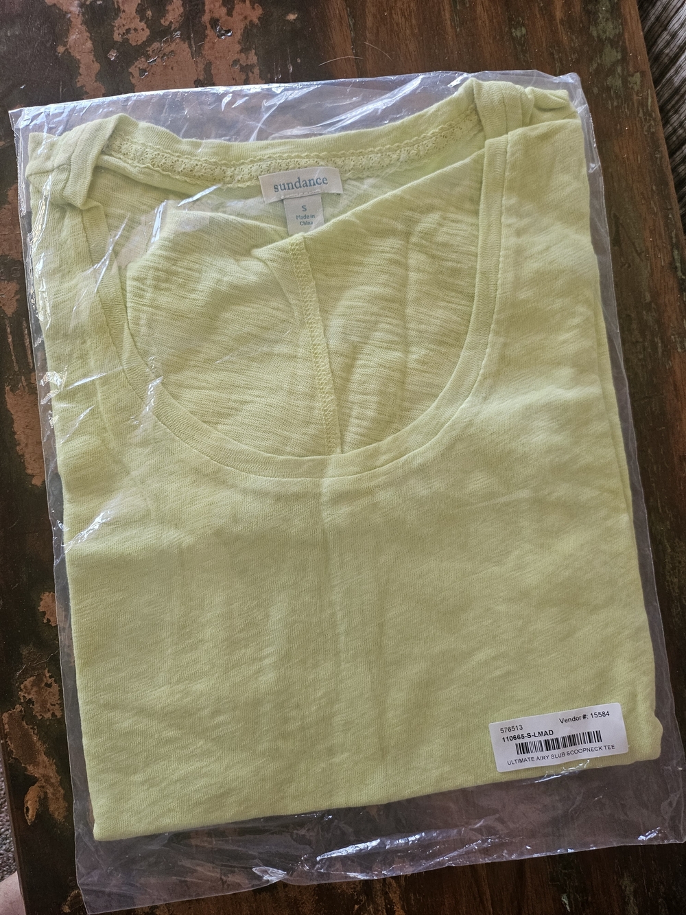 NWT Sundance Ultimate Airy Slub Pale Yellow Scoopneck Tee- Size S